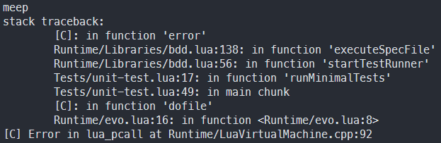 Minimal report for a test run with failures